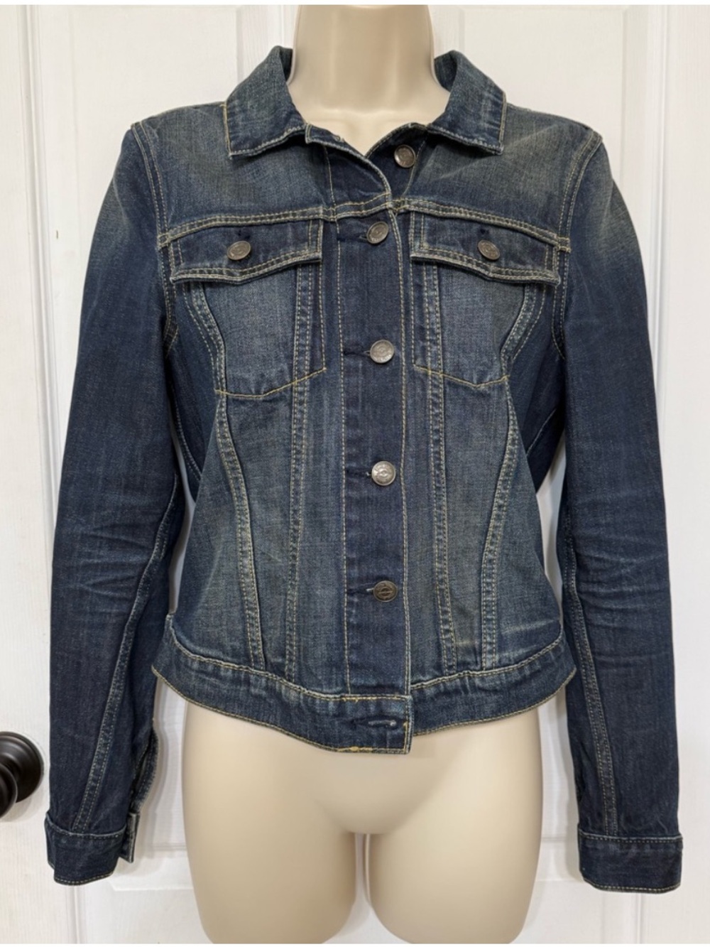 Billy Blues Denim Jacket Classic Trucker Button Front Cotton Size S